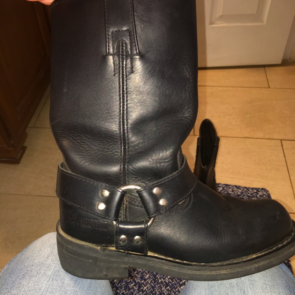 Black motorcycle biker demonias boots